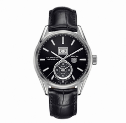 TAG Heuer Watches : WAR5010.FC6266 Automatic Black Dial Stainless Steel Case With Black Leather Strap Men Watch