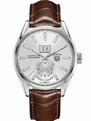 TAG Heuer Watches : WAR5011.FC6291 Automatic Calibre 8 Silver Dial Stainless Steel Case With Brown Leather Strap Men Watch