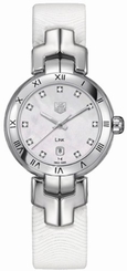 TAG Heuer Watches : WAT1417.FC6316 Quartz Mother of Pearl Diamond Dial White Leather Women Watch