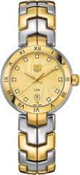 TAG Heuer Watches : WAT1451.BB0955 Battery Operated Quartz Polished Stainless Steel With 18k Yellow Gold Champagne Diamond Dial Polished Stainless Steel With 18k Yellow Gold Band Women Watch