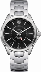 TAG Heuer Watches : WAT201A.BA0951 Automatic Calibre 7 GMT Black Dial Date Stainless Steel Men Watch