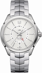 TAG Heuer Watches : WAT201B.BA0951 Automatic Calibre 7 GMT Silver Dial Date Stainless Steel Men Watch