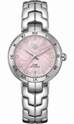 TAG Heuer Watches : WAT2313.BA0956 Self Winding Automatic Movement Polished Stainless Steel Pink Guilloche Diamond Dial Polished Stainless Steel Band Men Watch