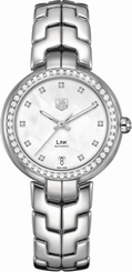 TAG Heuer Watches : WAT2314.BA0956 Self Winding Automatic Movement Polished Stainless Steel Silver Guilloche Diamond Dial Polished Stainless Steel Band Women Watch
