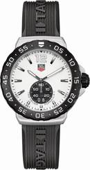 TAG Heuer Watches : WAU1111.FT6024 Quartz Brushed Stainless Steel White Dial Black Rubber Band Men Watch