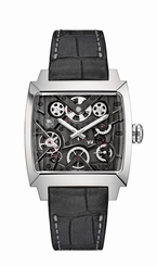 TAG Heuer Watches : WAW2080.FC6288 Automatic Skeletal Dial With Stainless Steel Case And Aligator Leather Strap Men Watch