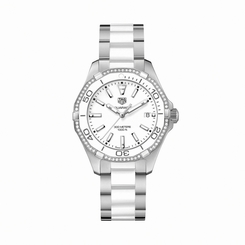 TAG Heuer Watches : WAY131H.BA0914 Quartz Date Diamond Bezel Stainless Steel and White Ceramic Women Watch