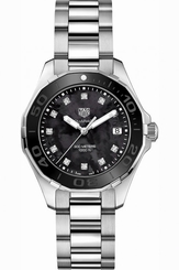 TAG Heuer Watches : WAY131M.BA0748 Quartz Black Mother of Pearl Diamond Dial Date Stainless Steel Women Watch