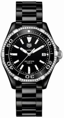 TAG Heuer Watches : WAY1395.BH0716 Quartz Analog Date Diamond Bezel Black Ceramic Women Watch