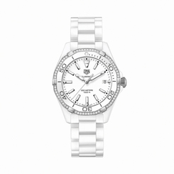 TAG Heuer Watches : WAY1396.BH0717 Quartz Analog Date Diamond Bezel White Ceramic Women Watch