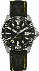 TAG Heuer Watches : WAY211A.FC6362 Automatic Calibre 5 Black Dial Date Black Fabric Men Watch