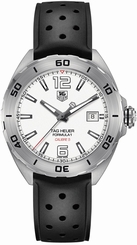 TAG Heuer Watches : WAZ2114.FT8023 White Dial Rubber Band Men Watch