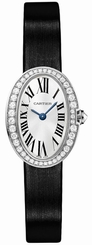 Cartier Watches : WB520027 Quartz 18kt White Gold Silver Dial Satin Black Band Women Watch