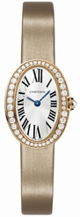 Cartier Watches : WB520028 Quartz 18kt Rose Gold Silver Dial Satin Beige Band Women Watch
