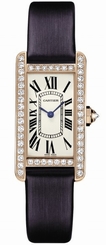 Cartier Watches : WB707931 Quartz 18kt Rose Gold Silver Dial Satin Blue Band Women Watch