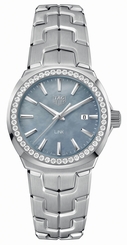 TAG Heuer Watches : WBC1315.BA0600 Quartz Blue Mother of Pearl Dial Diamond Bezel Stainless Steel Women Watch