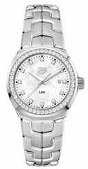 TAG Heuer Watches : WBC1316.BA0600 Quartz Mother of Pearl Diamond Dial Diamond Bezel Stainless Steel Women Watch