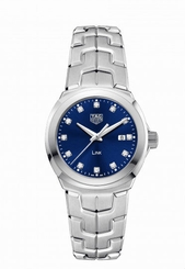 TAG Heuer Watches : WBC1318.BA0600 Quartz Blue Diamond Date Dial Stainless Steel Women Watch