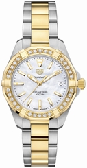 TAG Heuer Watches : WBD1321.BB0320 Quartz Mother of Pearl Dial 18k Yellow Gold Diamond Bezel Stainless Steel and 18k Yellow Gold Bracelet Women Watch