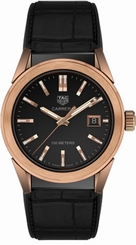 TAG Heuer Watches : WBG1351.FC6418 Quartz Analog Date 18k Rose Gold Bezel Black Leather Women Watch