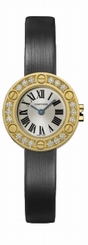 Cartier Watches : WE800931 Battery Operated Quartz Calibre 060 Round Decorative 18k Yellow Gold Silver With Roman Numeral Hour Markers And Blue Sword Shaped Hands Dial Toile Bross?e Or ?brushed Canvas? Band Women Watch
