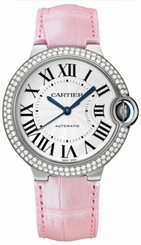 Cartier Watches : WE900651 Automatic Caliber 076 18k White Gold Silver Dial With Sword Shaped Blue Hands Dial Pink Crocodile Leather Band Women Watch