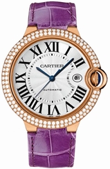 Cartier Watches : WE900851 Automatic 18kt Rose Gold Silver Dial Alligator/crocodile Leather Purple Band Men Watch