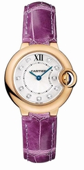 Cartier Watches : WE902050 Calibre 057 Quartz 18kt Rose Gold Silver Opaline With Diamond Hour Markers Dial Purple Alligator Strap Band Women Watch