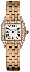 Cartier Watches : WF9008Z8 Calibre 157 Quartz 18k Rose Gold Silver With Roman Numerals Dial 18k Rose Gold Band Women Watch
