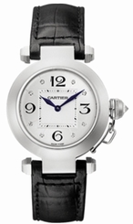 Cartier Watches : WJ11902G Quartz 18kt White Gold Silver Dial Alligator/crocodile Leather Black Band Women Watch