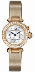 Cartier Watches : WJ124026 Quartz 18kt Rose Gold Silver Dial Satin Beige Band Women Watch