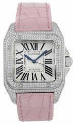 Cartier Watches : WM501751 Self Winding Automatic Solid 18k Polished White Gold, Set With Diamonds Silver Opaline With Roman Numeral Hour Markers Dial Pink Crocodile Leather Band Women Watch