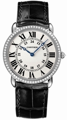 Cartier Watches : WR000551 Manual Wind 18kt White Gold Silver Dial Alligator/crocodile Leather Black Band Women Watch