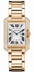 Cartier Watches : WT100002 Quartz 18kt Rose Gold Silver Dial 18kt Rose Gold Polished Band Women Watch