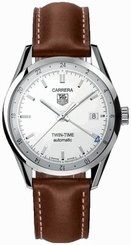 TAG Heuer Watches : WV2116.FC6203 Automatic Twin Time Brown Leather Men Watch