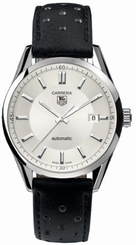TAG Heuer Watches : WV211A.FC6182 Automatic Silver Dial Stainless Steel Case With Black Leather Strap Men Watch