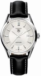 TAG Heuer Watches : WV211A.FC6202 Automatic Silver Dial Stainless Steel Case With Black Leather Strap Men Watch