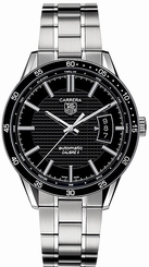 TAG Heuer Watches : WV211M.BA0787 Automatic Calibre 5 Black Dial Date Stainless Steel Men Watch