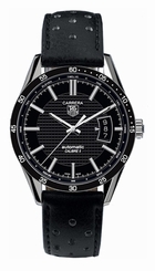 TAG Heuer Watches : WV211M.FC6182 Automatic Calibre 5 Black Dial Stainless Steel Case With Black Leather Strap Men Watch