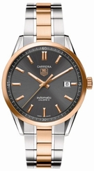 TAG Heuer Watches : WV215F.BD0735 Automatic Calibre 5 Black Dial Date Stainless Steel and Rose Gold Men Watch
