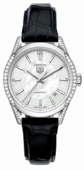 TAG Heuer Watches : WV2212.FC6302 Automatic Diamond Dial Diamond Bezel Black Leather Women Watch