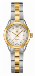 TAG Heuer Watches : WV2450.BD0797 Automatic Mother of Pearl Diamond Set Dial Stainless Steel and 18k Gold Women Watch