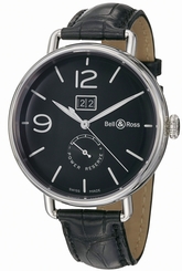 Bell & Ross Watches : WW1-90-Grande-Date-and-Reserve-de-Marche Automatic Black Dial Black Crocodile Leather Band Men Watch