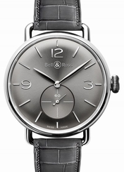 Bell & Ross Watches : WW1-Argentium-Ruthenium Automatic Ruthenium Dial Grey Crocodile Leather Band Men Watch