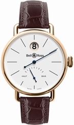 Bell & Ross Watches : WW1-Heure-Sautante-Pink-Gold Automatic Ivory Dial Brown Calfskin Leather Band Men Watch