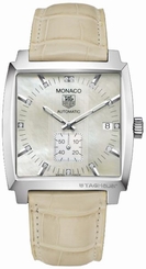 TAG Heuer Watches : WW2113.FC6215 Automatic White Mother of Pearl Diamond Dial Cream Leather Women Watch