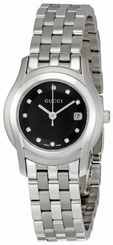 Gucci Watches : YA055504 Quartz Steel Black Diamond Dial Steel Band Women Watch