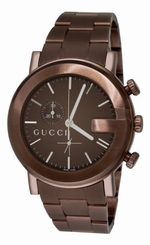 Gucci Watches : YA101341 Quartz Chronograph Brown Dial Stainless Steel Men Watch