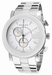 Gucci Watches : YA101345 Quartz Chronograph White Dial Stainless Steel and Ceramic Men Watch