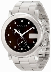 Gucci Watches : YA101350 Quartz Chronograph Brown Dial Stainless Steel Unisex Watch